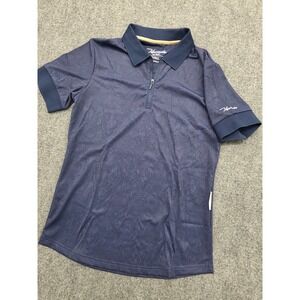 Macade Golf Lace Navy Paisley Ladies Zip Blue Polo Shirt - S